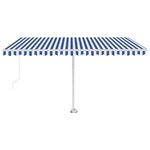 vidaXL Auvent manuel rétractable sur pied 400x350 cm Bleu/Blanc