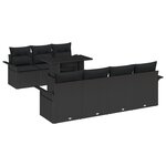Ensemble de canapé de jardin 8 pièces avec coussins en poly rattan noir