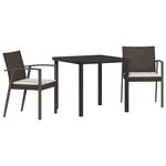 vidaXL Ensemble de salle à manger de jardin 3 pièces avec coussins en poly rattan brun