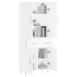 vidaXL Buffet haut Blanc 69 5x34x180 cm Bois d'ingénierie