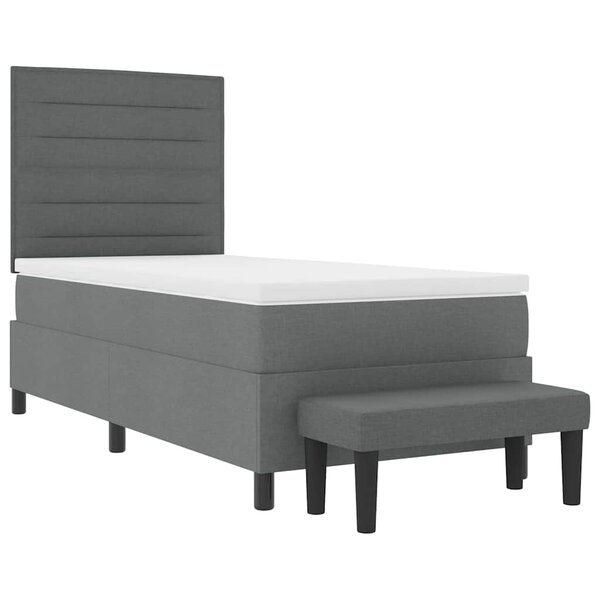 vidaXL Lit à ressorts avec matelas Gris foncé 100 x 200 cm tissu