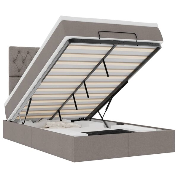 vidaXL Cadre de lit ottoman avec matelas taupe 120x200 cm tissu