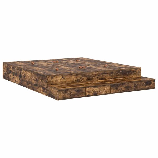 vidaXL Cadre de lit avec rangement Chêne fumé 236.5 x 200 x 31.5 cm