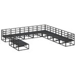 vidaXL Ensemble de canapé de jardin avec coussin 11 Pièces Noir Aluminium