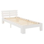 Lit en Bois 90x200 cm Blanc avec Matelas