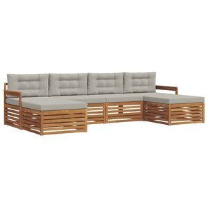 vidaXL Ensemble de canapés d'extérieur 6 pc Gris Naturel et Clair