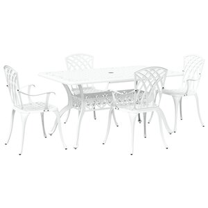 vidaXL Ensemble de salle à manger de jardin 5 pièces en aluminium coulé blanc