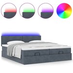 vidaXL Cadre de lit ottoman avec matelas gris foncé 200x200 cm velours