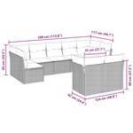 vidaXL Salon de jardin 9 Pièces avec coussins gris clair résine tressée