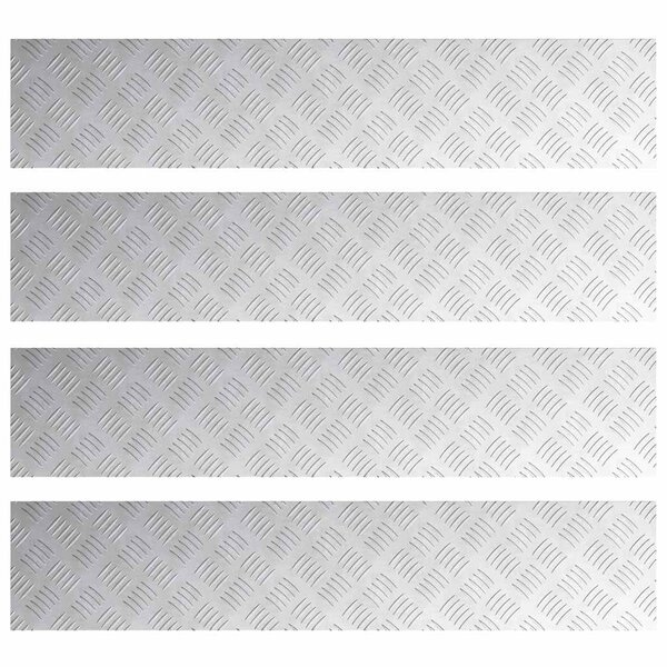 vidaXL Nez de marche Rectangulaire 4 Pièces Argenté 100 x 20 cm Aluminium