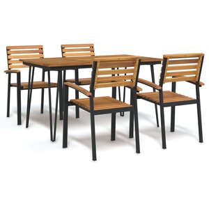 vidaXL Ensemble à manger de jardin 5 Pièces bois d'acacia massif et métal