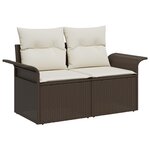 vidaXL Ensemble de Canapés de Jardin de 8 Pièces avec Coussins en Poly Rotin Brun