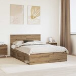 vidaXL Cadre de lit Chêne artisan 150 x 200 cm Bois d'ingénierie
