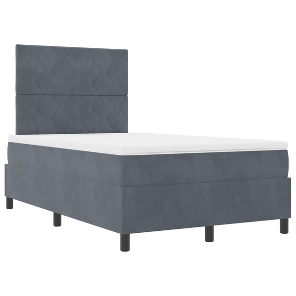 Lit Box Spring vidaXL avec Matelas & LED Gris Foncé 120x190 cm Velours