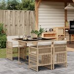 vidaXL Ensemble à manger de jardin avec coussins 5Pièces Beige poly rotin