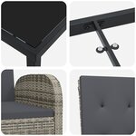 Ensemble de salle à manger de jardin de 9 pièces avec coussins en poly rattan gris