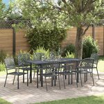 vidaXL Ensemble de salle à manger pour jardin 9 Pièces Anthracite Acier