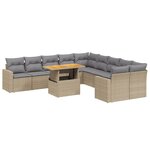 vidaXL Salon de jardin 11 Pièces avec coussins beige résine tressée