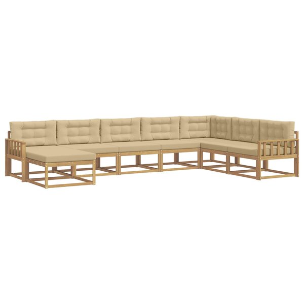 vidaXL Ensemble de canapés d'extérieur 8 Pièces Blanc et Beige