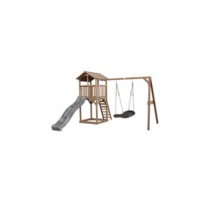 AXI Beach Tower avec Nid Roxy Balancoire Marron Toboggan Gris