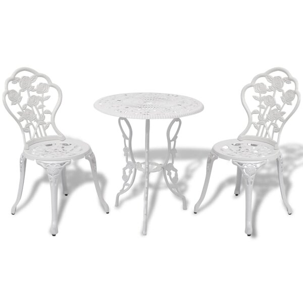 vidaXL Jeu de bistro 3 Pièces Aluminium coulé Blanc
