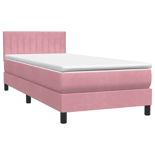 vidaXL Sommier à lattes de lit avec matelas rose 90x210 cm velours