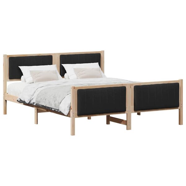 vidaXL Cadre de lit Marron et noir 160 x 200 cm Bois massif en pin
