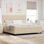 vidaXL Lit à ressorts avec matelas et lumière LED crème  200 x 200 cm  tissu