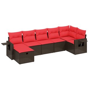 vidaXL Salon de jardin avec coussins 7 Pièces marron résine tressée
