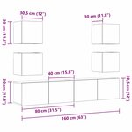 vidaXL Meuble TV 6 Pièces Noir 160 x 30 x 30 cm Bois d'ingénierie