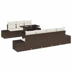 vidaXL Ensemble de canapé de jardin avec coussin 8 Pièces Marron et crème