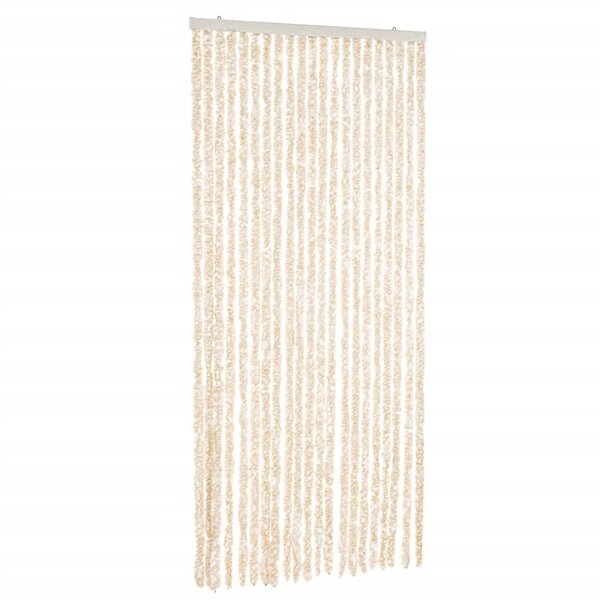 vidaXL Rideau anti-mouches beige et blanc 100x220 cm chenille