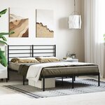 vidaXL Cadre de lit métal avec tête de lit noir 140x190 cm