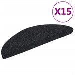 vidaXL Tapis d'escalier auto-adhésif Poinçon aiguilleté 15 Pièces Noir