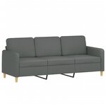 vidaXL Canapé à 3 places Gris foncé 180 cm Tissu