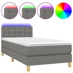 vidaXL Sommier à lattes de lit avec matelas et LED Gris foncé 90x200cm