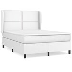 vidaXL Sommier à lattes de lit avec matelas Blanc 140x190cm Similicuir