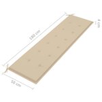 vidaXL Banc de jardin avec coussin beige 175 cm Bois de teck massif