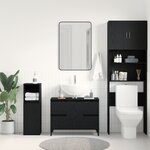 Meuble de salle de bain vidaXL Noir Chêne 80x33x60 cm en bois d'ingénierie
