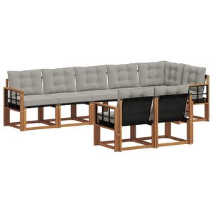 vidaXL Ensemble de canapés d'extérieur 8 pc Gris Naturel et Clair