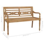 vidaXL Banc Batavia avec coussin gris 120 cm Bois de teck massif
