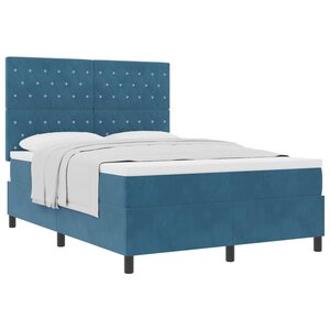 vidaXL Lit à ressorts avec matelas Bleu foncé 140 x 190 cm Velours