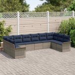 vidaXL Ensemble de canapé de jardin 10 Pièces Gris clair polyrotin