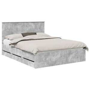 vidaXL Cadre de lit Gris béton 150 x 200 cm Bois Ingénierie