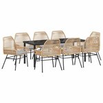vidaXL Ensemble de salle à manger pour jardin 9 Pièces Marron polyrotin