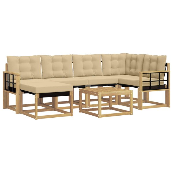 vidaXL Ensemble de canapés d'extérieur 7 pc Blanc et Beige