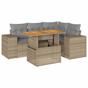 vidaXL Salon de jardin avec coussins 5 Pièces beige résine tressée