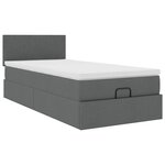 vidaXL Cadre de lit ottoman avec matelas gris foncé 90x190 cm tissu