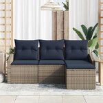 vidaXL Ensemble de Canapés avec coussin 4 Pièces Gris et marine polyrotin