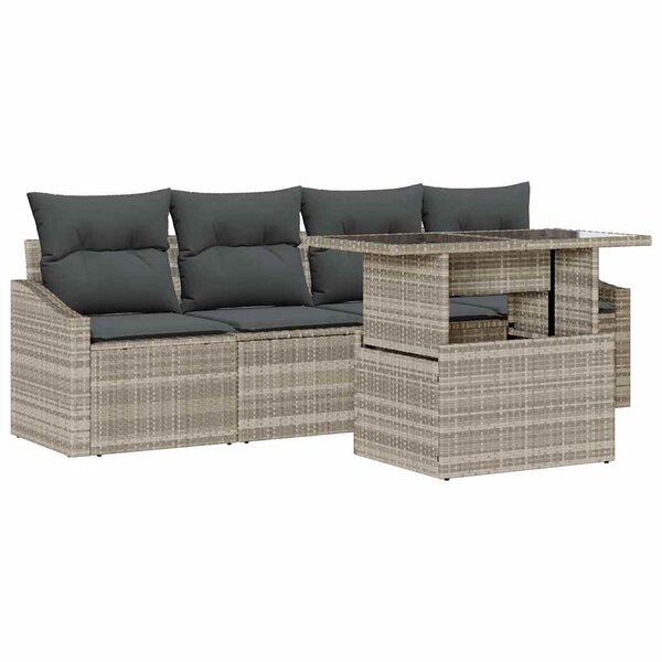 vidaXL Ensemble de canapé de jardin 5 Pièces Gris clair 100 x 55 x 73 cm